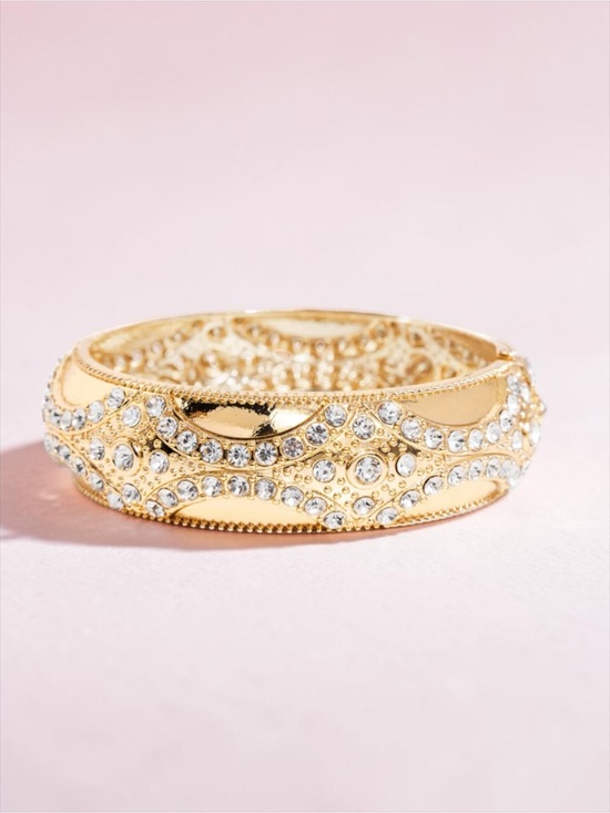 paparazzi Jewelry - "Draped in Decadence" hinged Gold Bangle Bracelet by Paparazzi NWOT